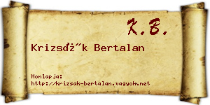Krizsák Bertalan névjegykártya